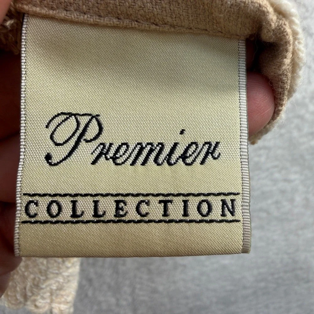 Premier Collection 3pc Towel Set Tan Cotton Crochet Lace Trim Made in Turkey